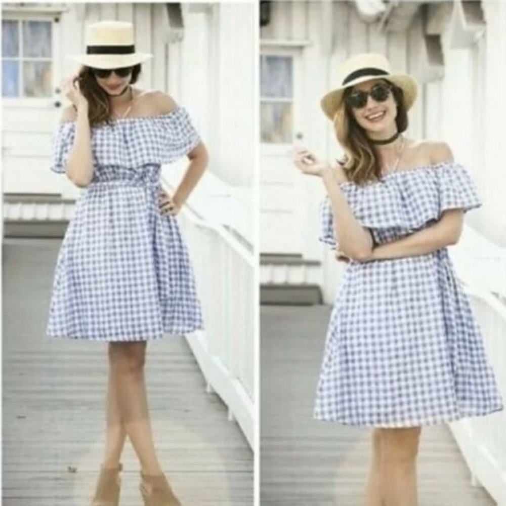 Anthropologie Blue and white checkered sundress